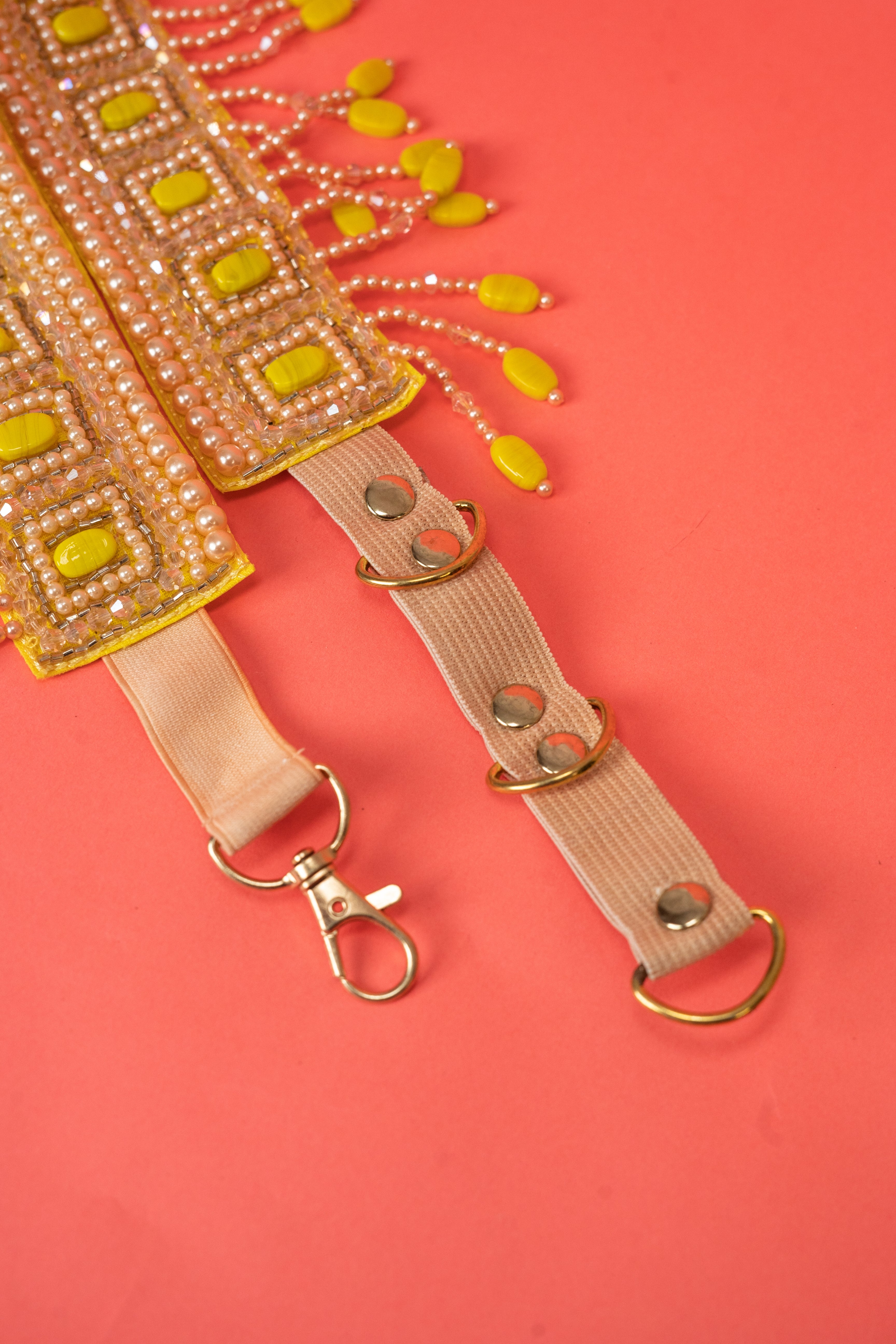 Emerald hand embroidered waist belt